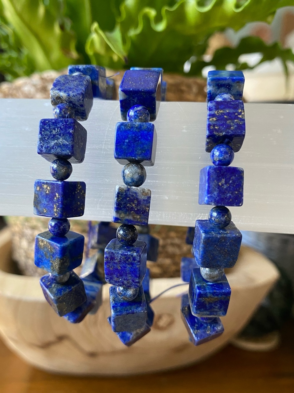💙 Lapis Lazuli Square Bead Stretch Bracelet 💙